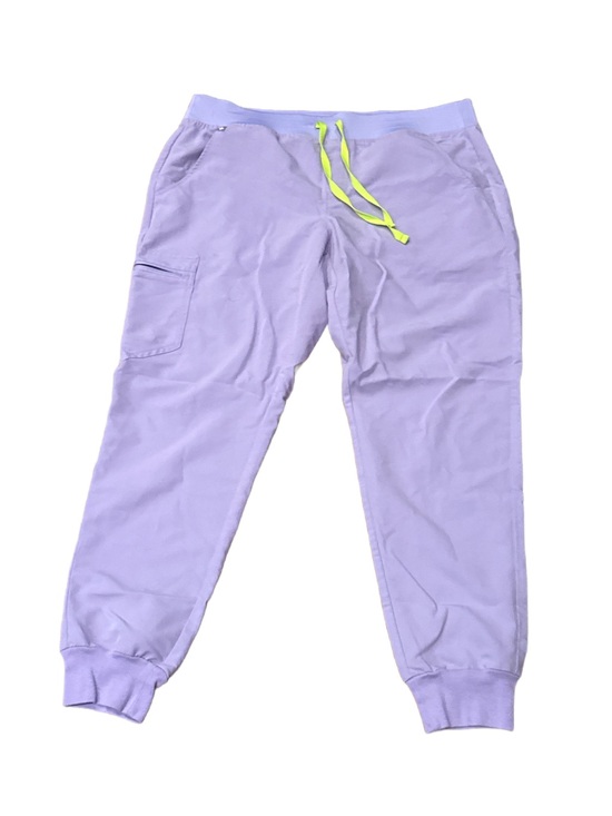 Figs Pants - Figs Lavender Joggers with Neon Yellow Drawstring Size Large